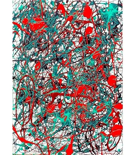ジャクソン ポロック風抽象画　作者不詳　額43×52絵32×41cmF6サイス ジャクソン ポロック風抽象画 作者不詳 額43×52絵32×41cmF6